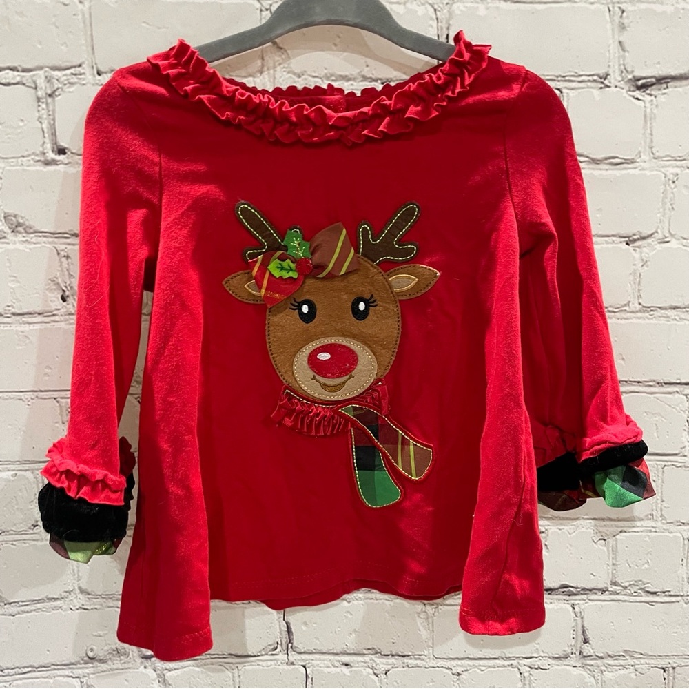 Christmas Rare Too! girls toddler Rain deer reindeer Holiday Top size 12 months